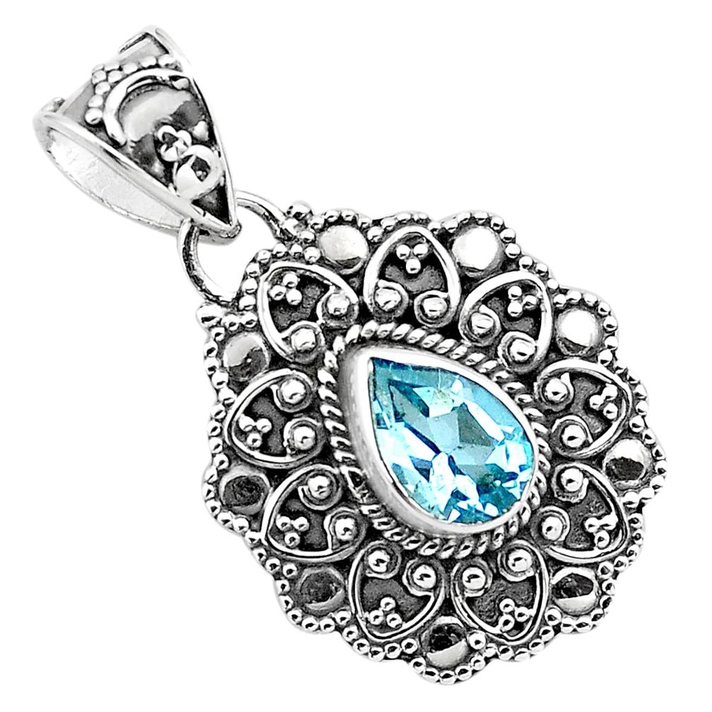 2.35cts natural blue topaz 925 sterling silver pendant jewelry p86317