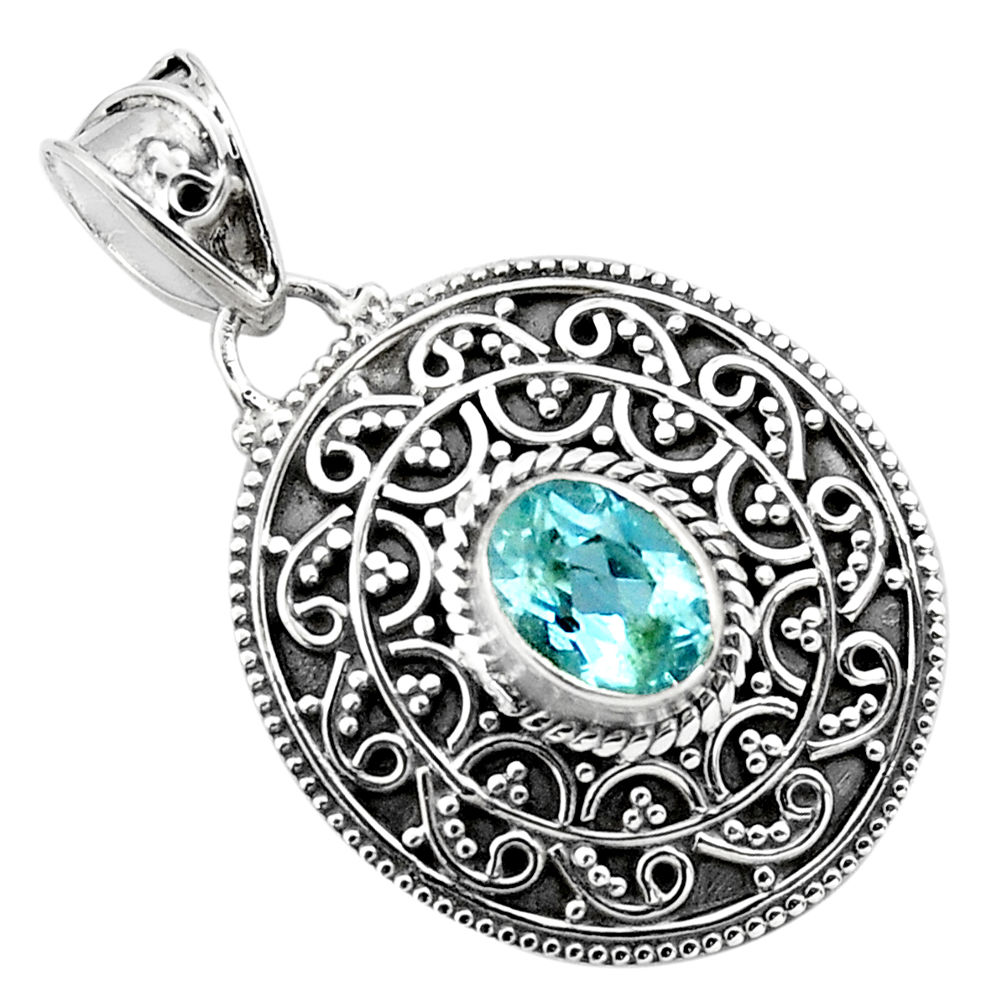 2.35cts natural blue topaz 925 sterling silver pendant jewelry p86330