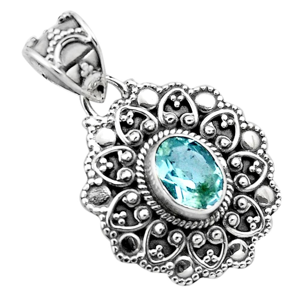 2.35cts natural blue topaz oval 925 sterling silver pendant jewelry p86312