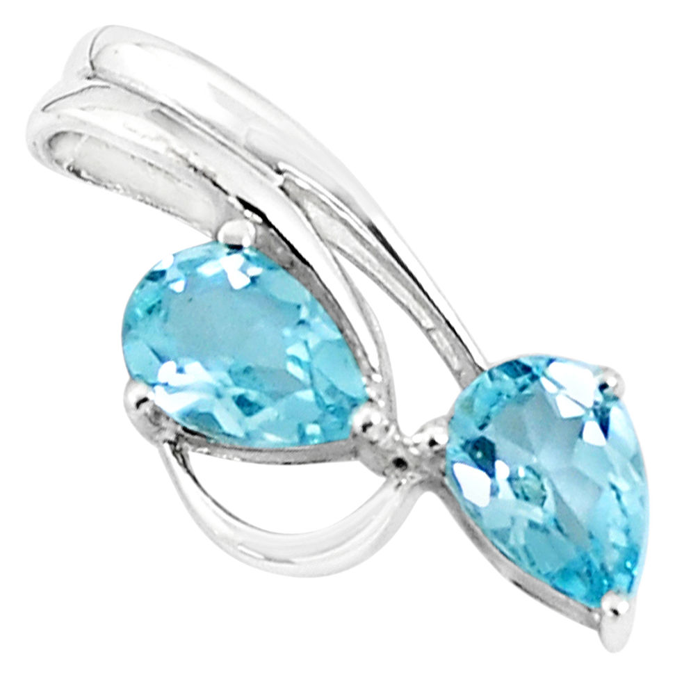 4.42cts natural blue topaz pear 925 sterling silver pendant jewelry p36469