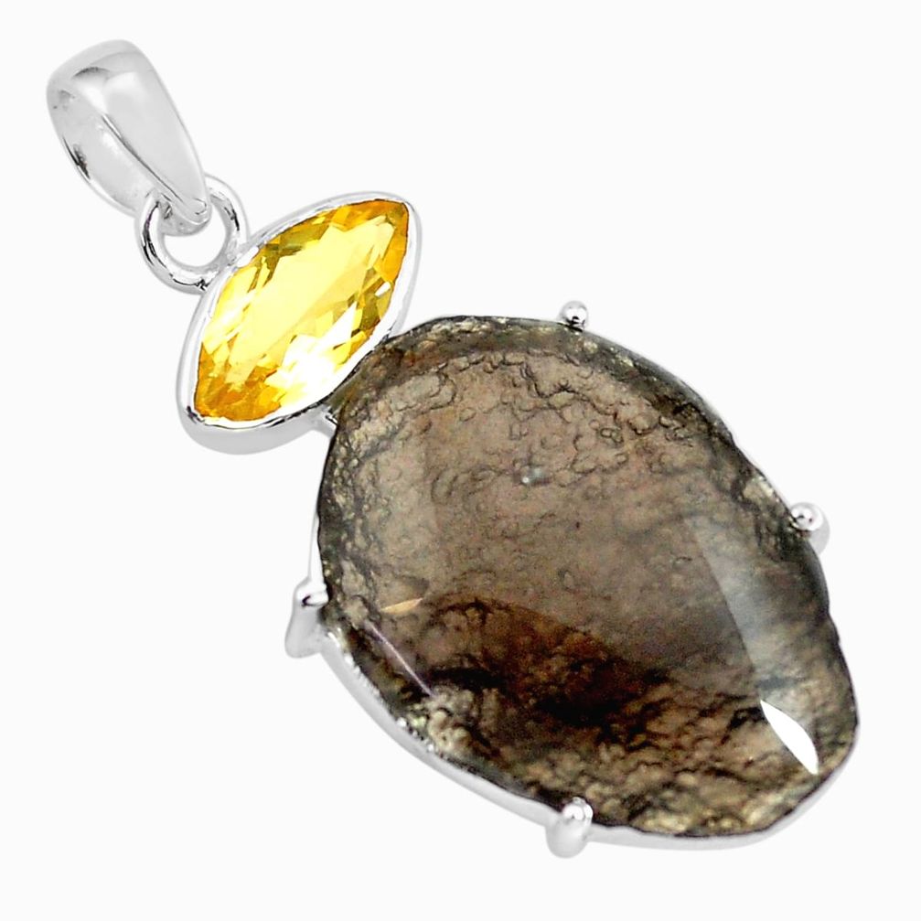 18.73cts natural brown agni manitite citrine 925 sterling silver pendant p70843