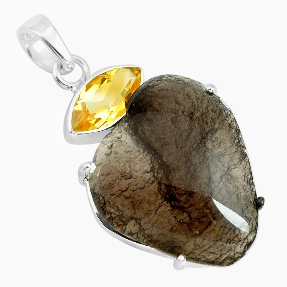 19.29cts natural brown agni manitite citrine 925 sterling silver pendant p70850