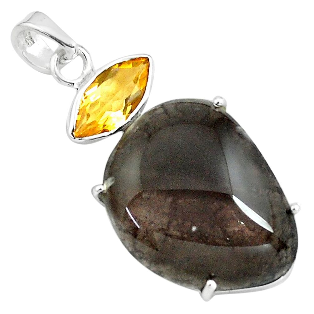 20.92cts natural brown agni manitite citrine 925 sterling silver pendant p79102