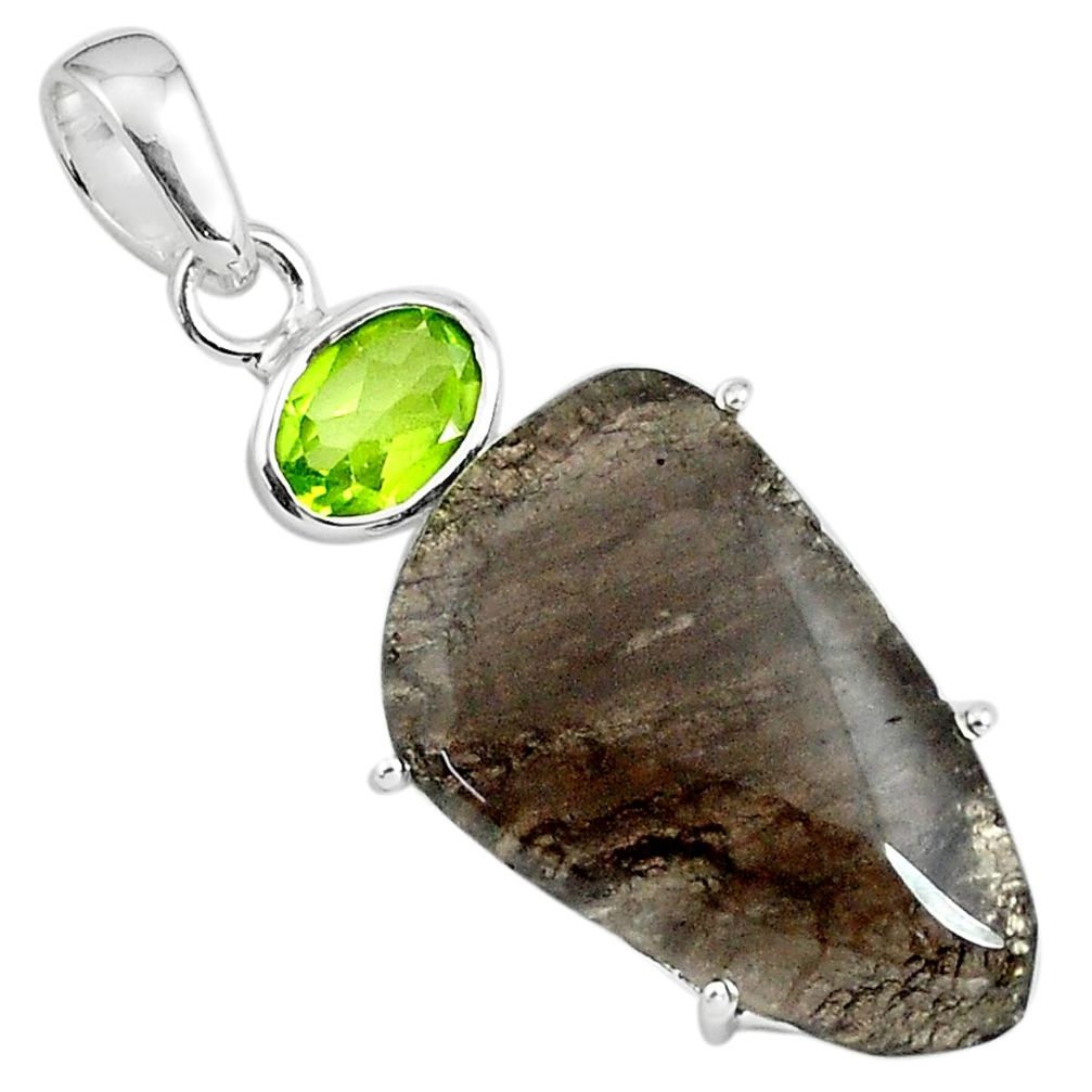 15.93cts natural brown agni manitite fancy peridot 925 silver pendant p79105