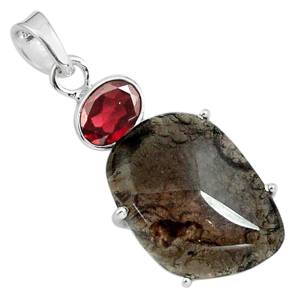 16.44cts natural brown agni manitite garnet 925 sterling silver pendant p79103