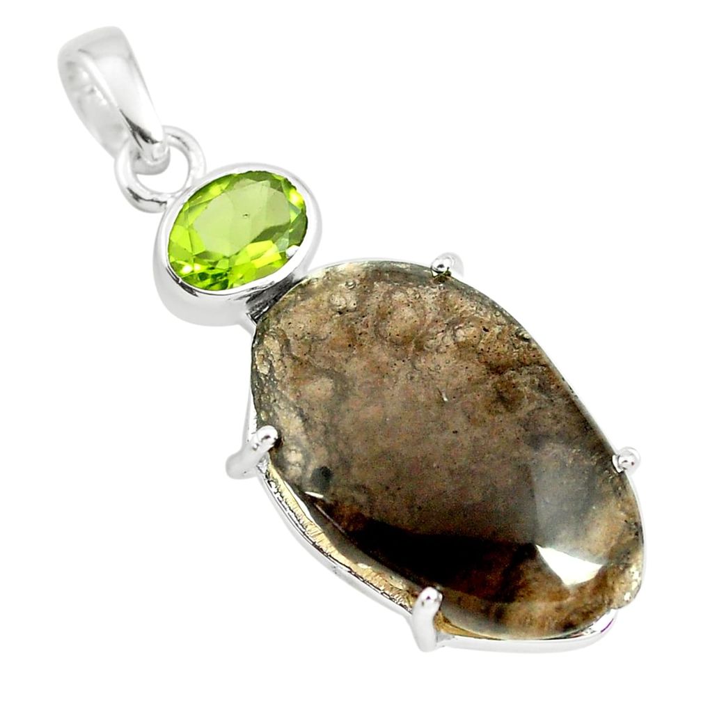15.90cts natural brown agni manitite peridot 925 sterling silver pendant p70848