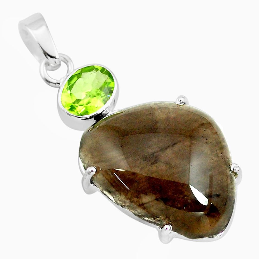 16.88cts natural brown agni manitite peridot 925 sterling silver pendant p70856