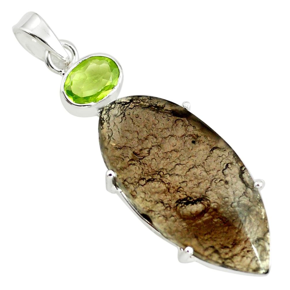 16.88cts natural brown agni manitite peridot 925 sterling silver pendant p70862