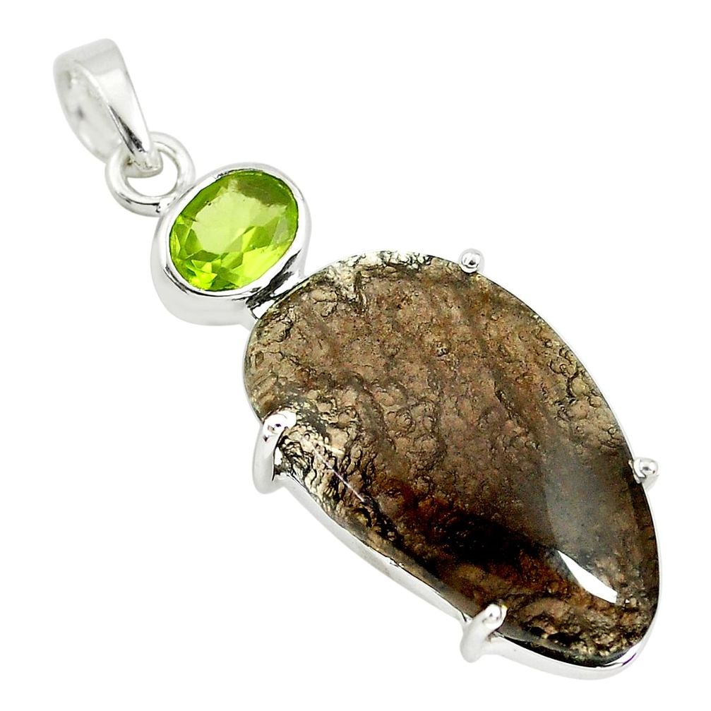 17.05cts natural brown agni manitite peridot 925 sterling silver pendant p70863