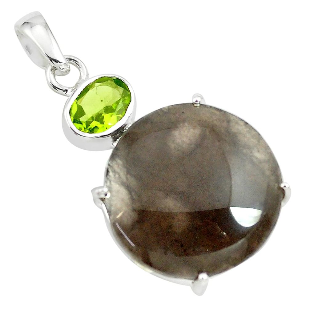 15.93cts natural brown agni manitite peridot 925 sterling silver pendant p70874