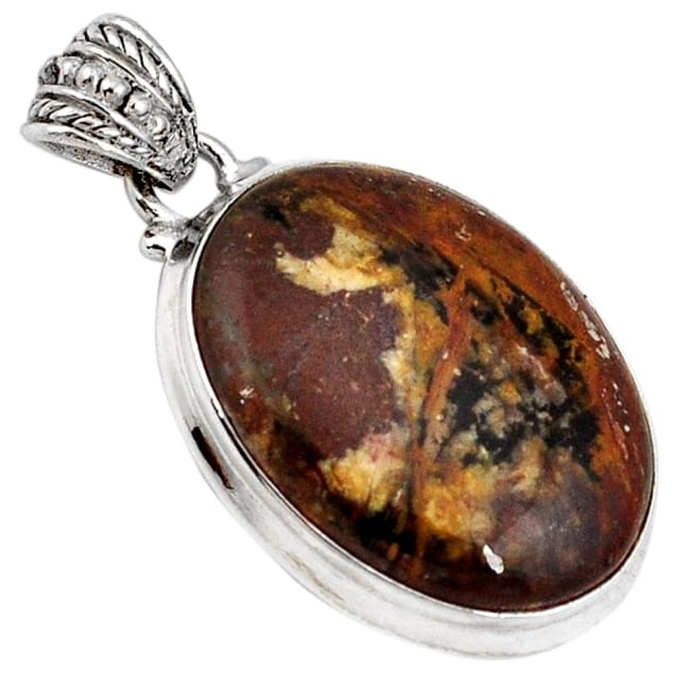 NATURAL BROWN AUSTRALIAN PILBARA 925 STERLING SILVER PENDANT JEWELRY H22471