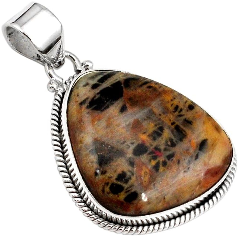 NATURAL BROWN AUSTRALIAN PILBARA 925 STERLING SILVER PENDANT JEWELRY H22472