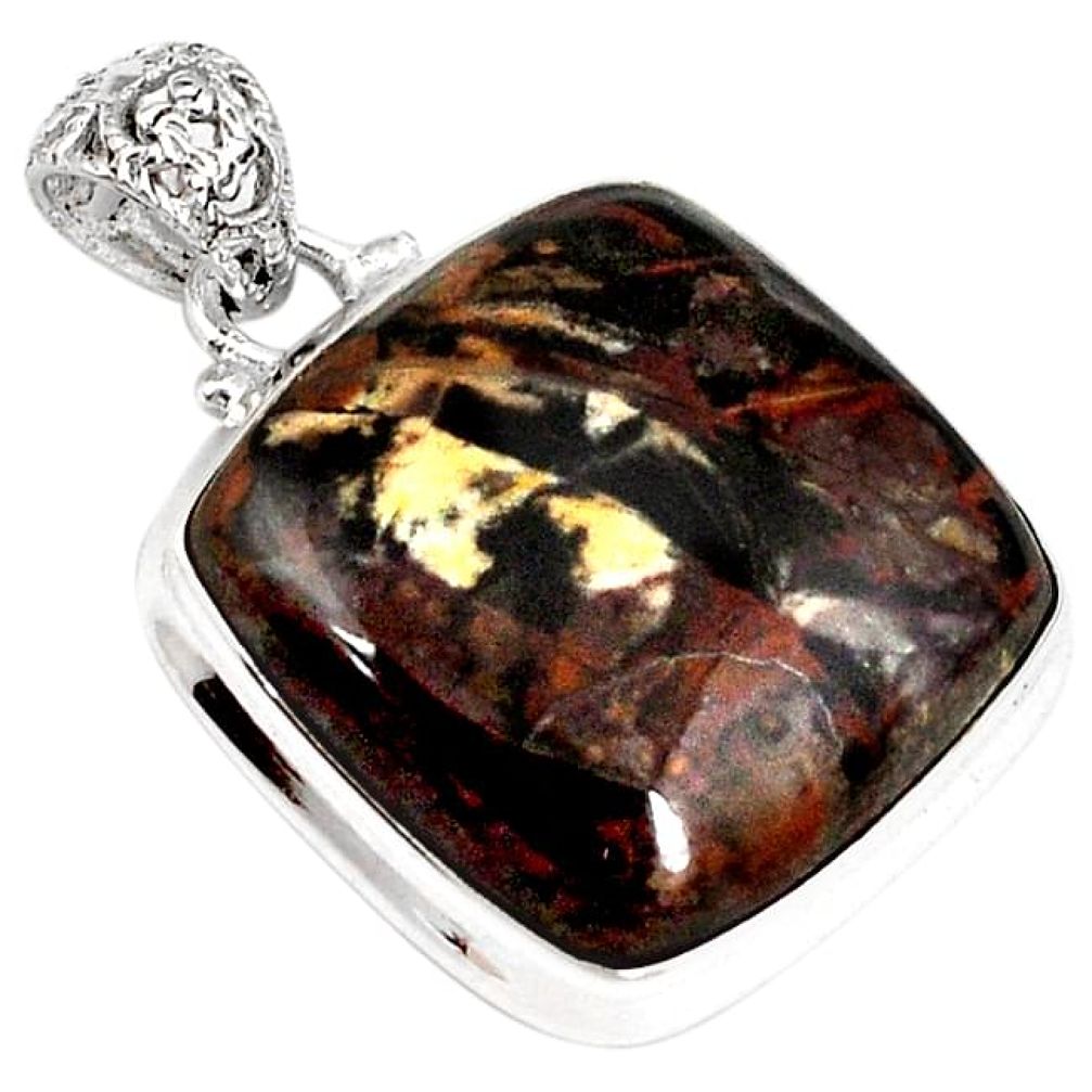 NATURAL BROWN AUSTRALIAN PILBARA 925 STERLING SILVER PENDANT JEWELRY H22477