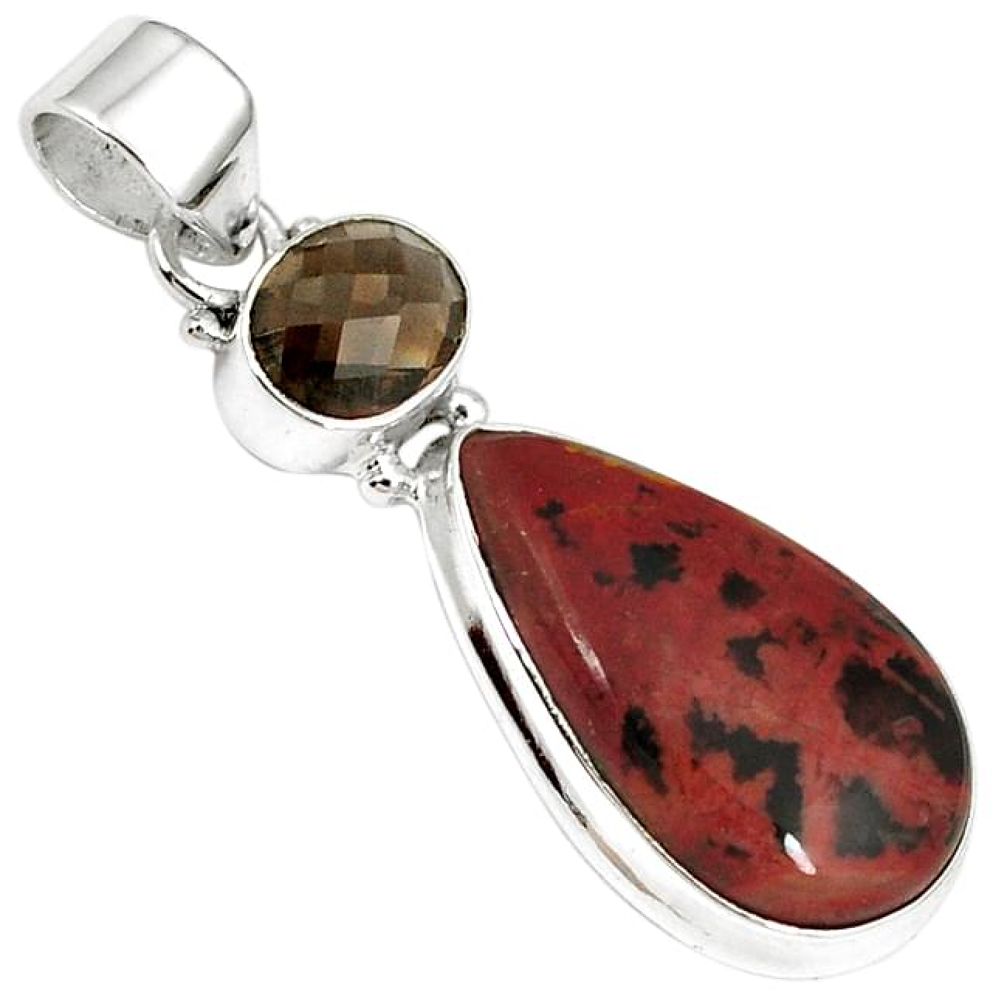 NATURAL BROWN AUSTRALIAN PILBARA SMOKY TOPAZ 925 STERLING SILVER PENDANT H22495