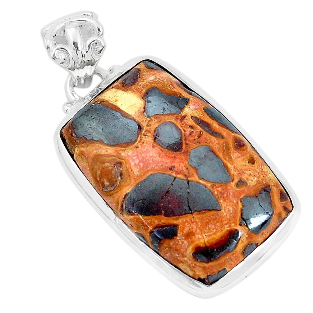 19.72cts natural brown bauxite 925 sterling silver pendant jewelry p34147