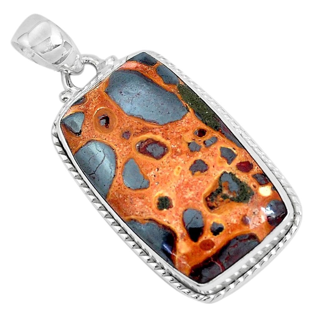 20.07cts natural brown bauxite 925 sterling silver pendant jewelry p34150