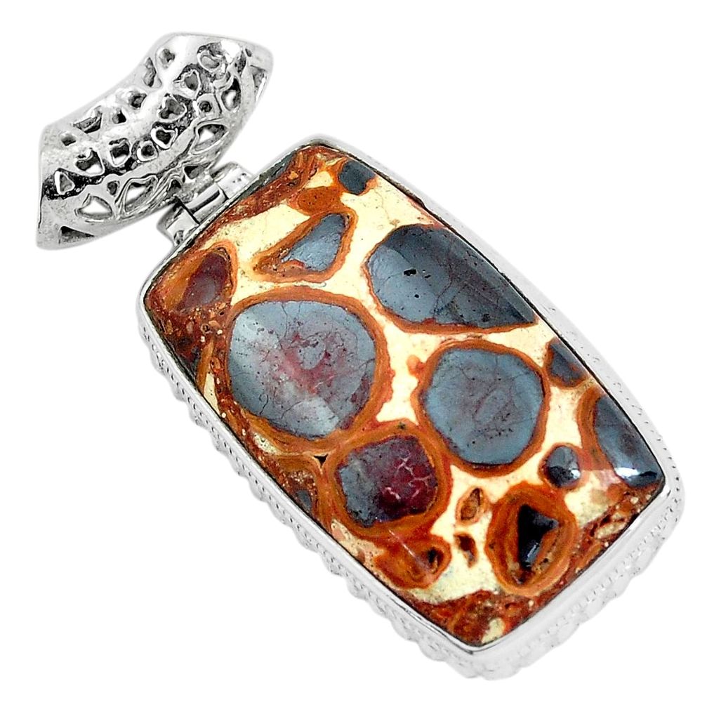 28.86cts natural brown bauxite 925 sterling silver pendant jewelry p34154