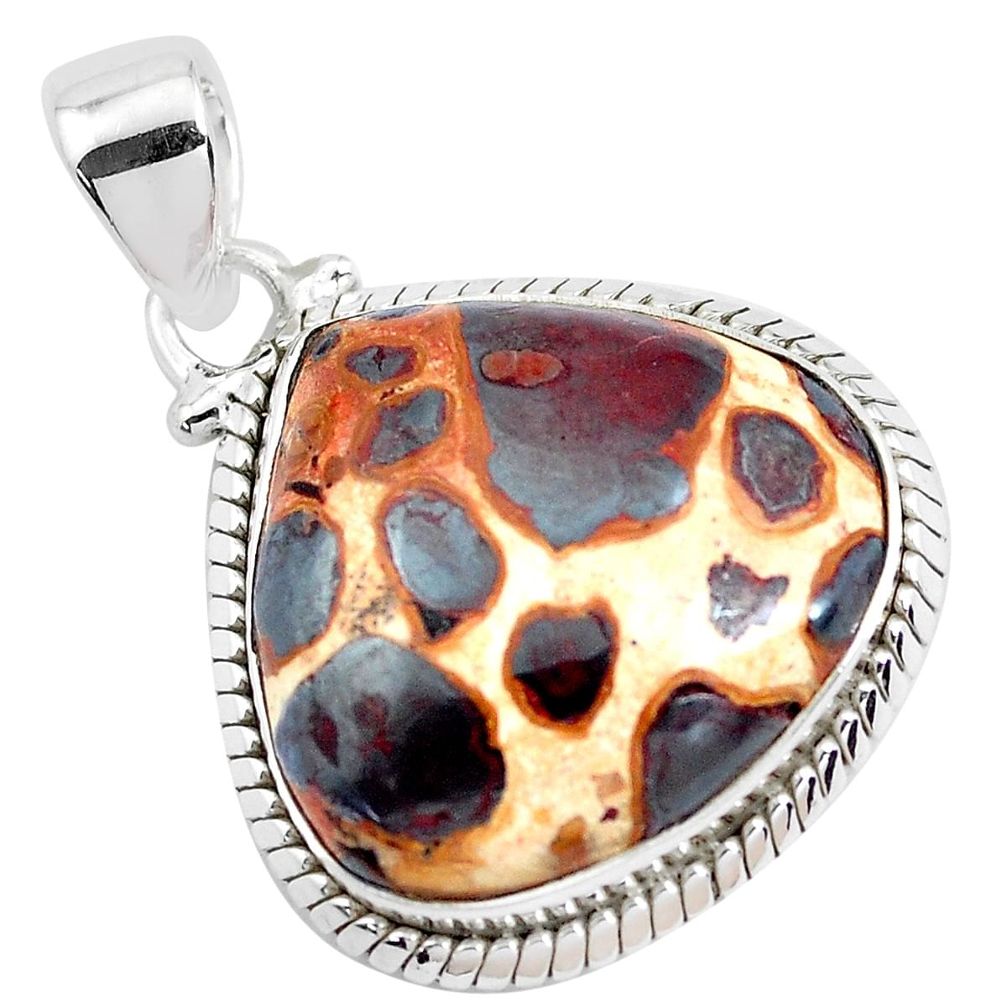 19.72cts natural brown bauxite 925 sterling silver pendant jewelry p40934