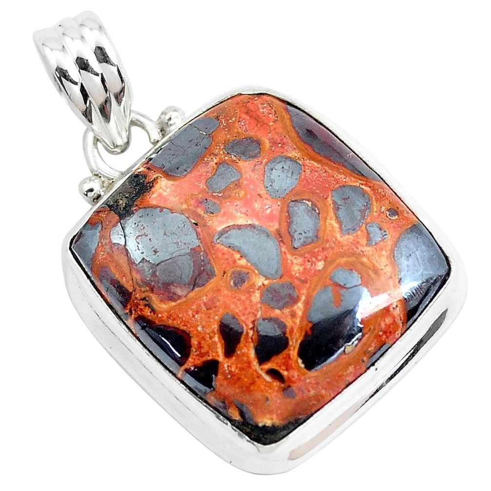 17.55cts natural brown bauxite 925 sterling silver pendant jewelry p40936