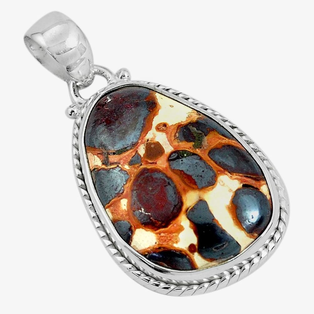 17.22cts natural brown bauxite fancy 925 sterling silver pendant jewelry p34145