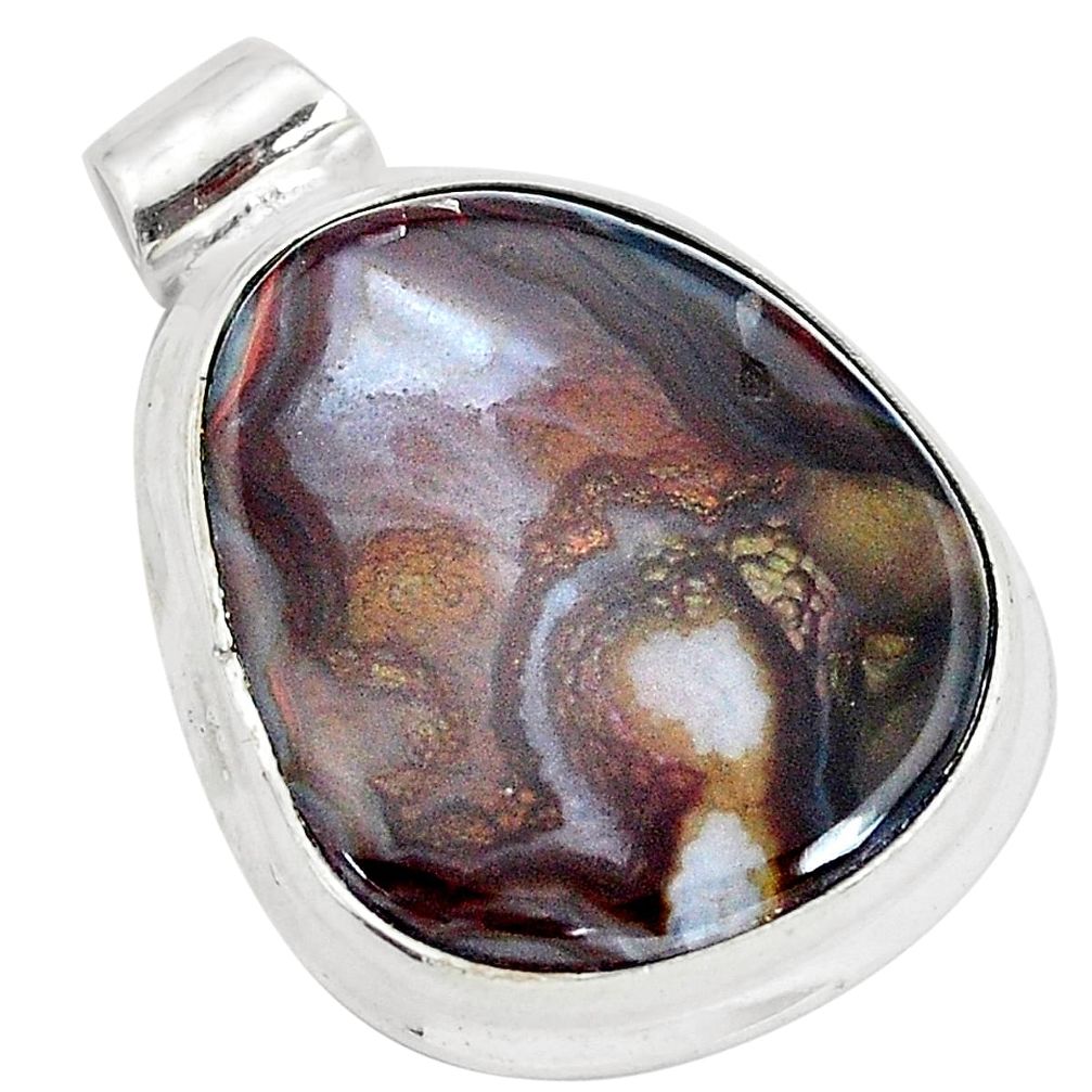 15.65cts natural brown boulder opal 925 sterling silver pendant jewelry p35873