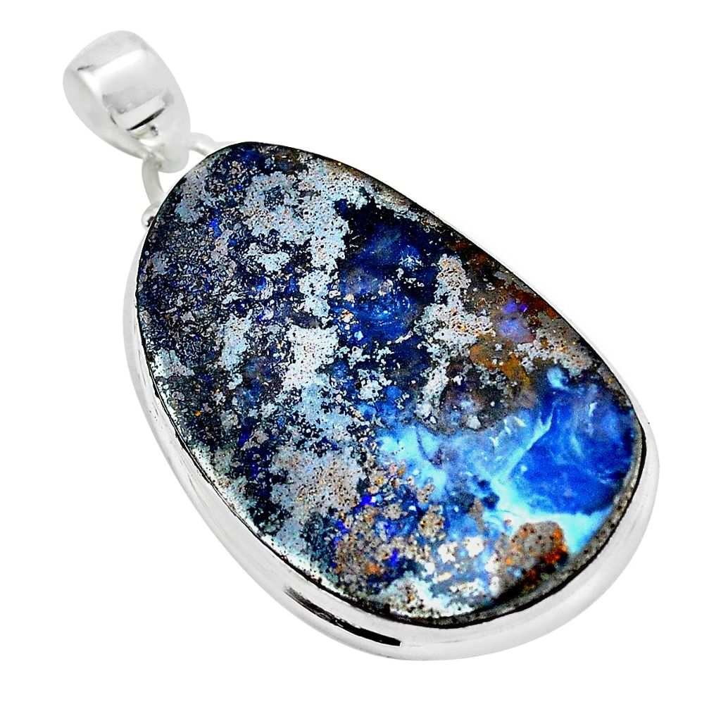 37.13cts natural brown boulder opal 925 sterling silver pendant jewelry p65184