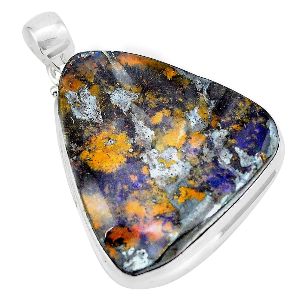 44.89cts natural brown boulder opal 925 sterling silver pendant jewelry p65194