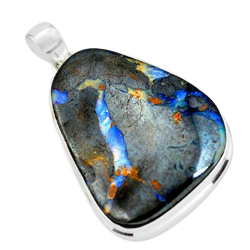 41.35cts natural brown boulder opal 925 sterling silver pendant jewelry p65196