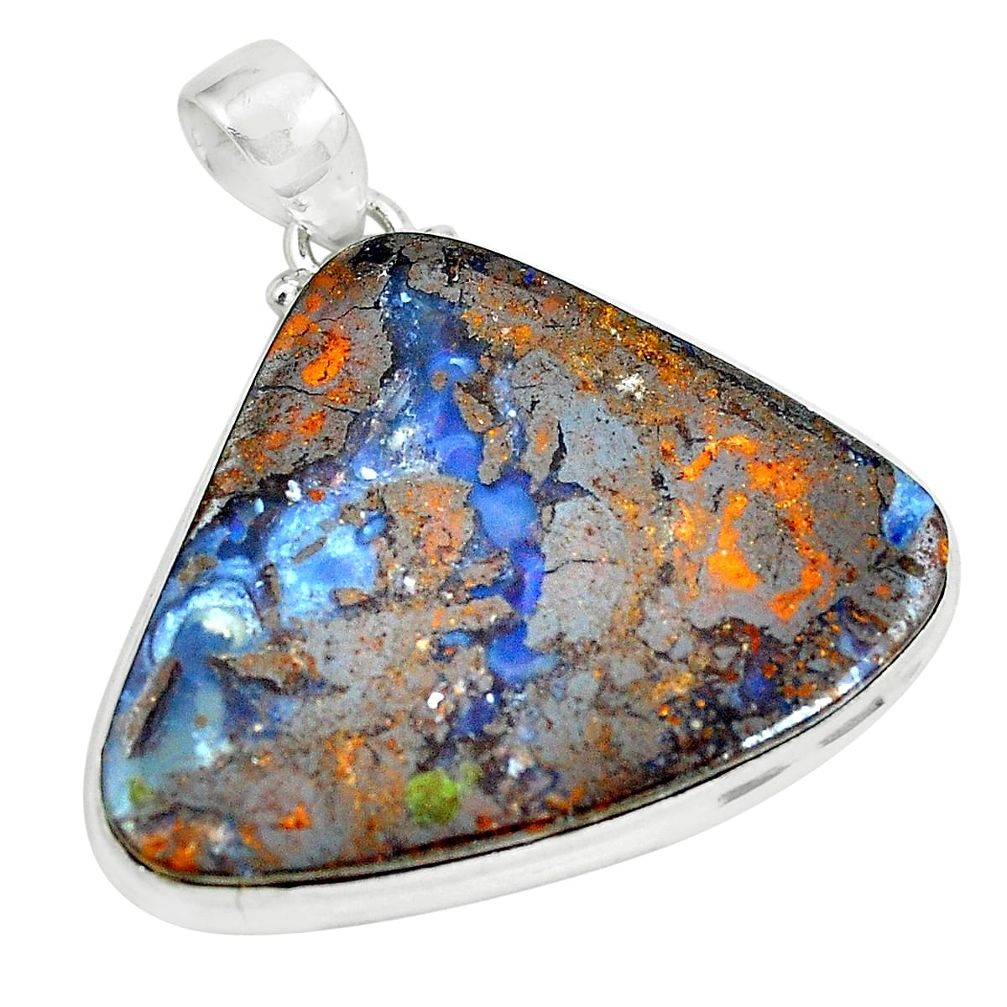 29.34cts natural brown boulder opal 925 sterling silver pendant jewelry p65201
