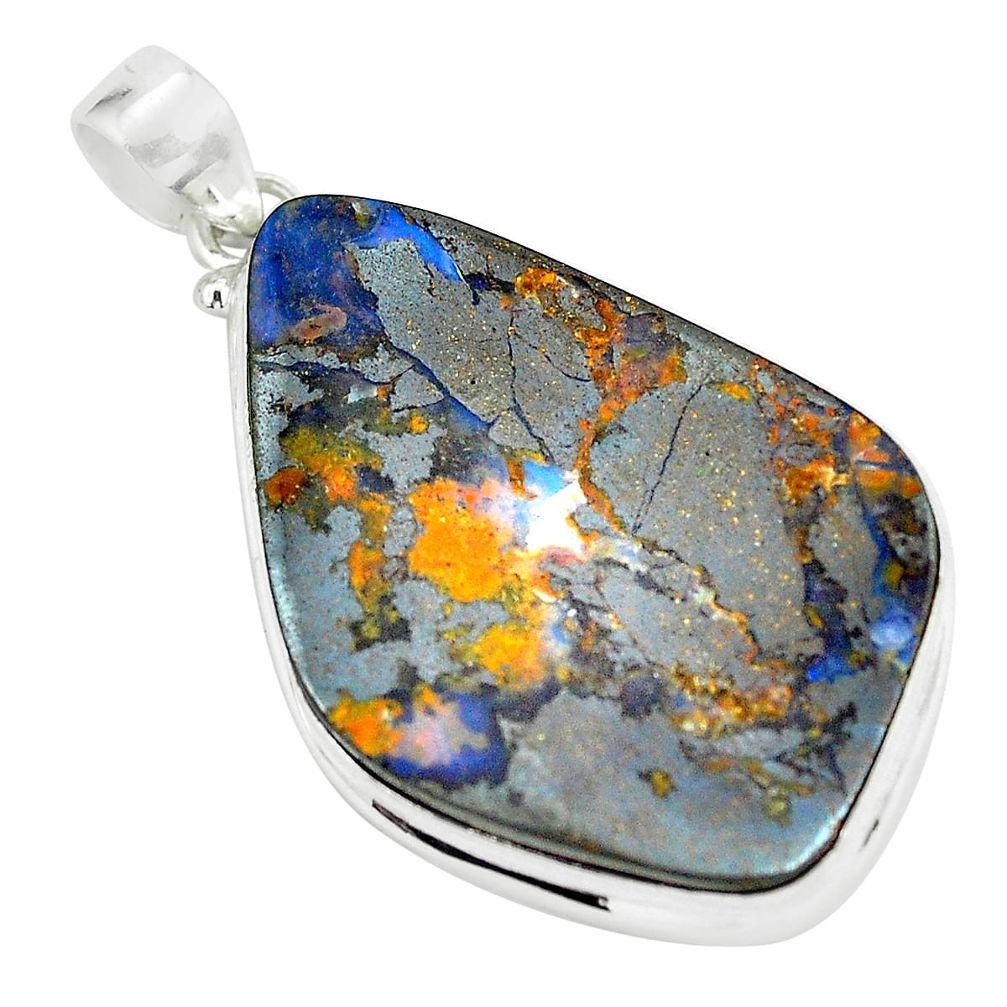 38.89cts natural brown boulder opal 925 sterling silver pendant jewelry p65219