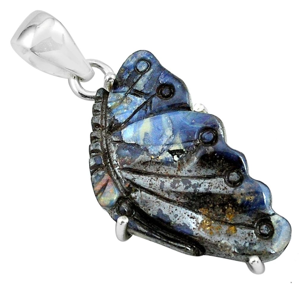 18.70cts natural brown boulder opal carving 925 sterling silver pendant p69344