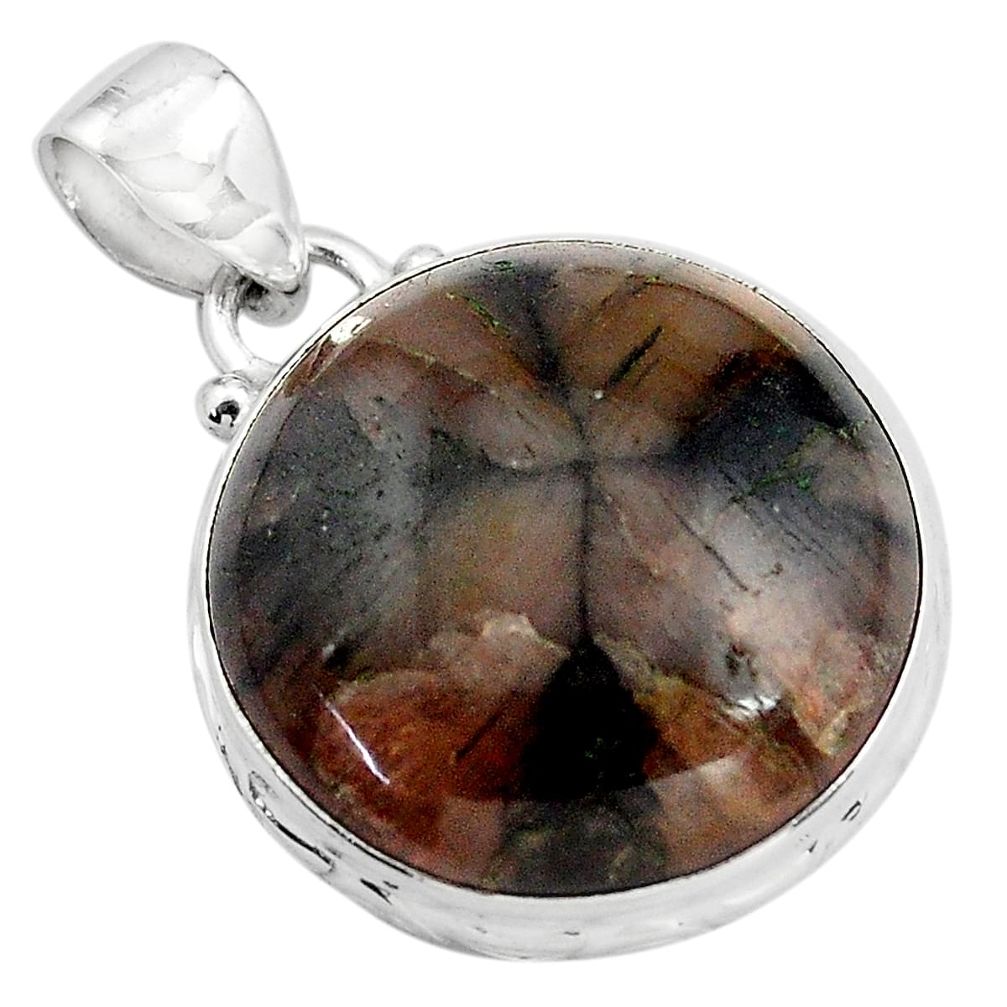 20.88cts natural brown chiastolite 925 sterling silver pendant jewelry p85497