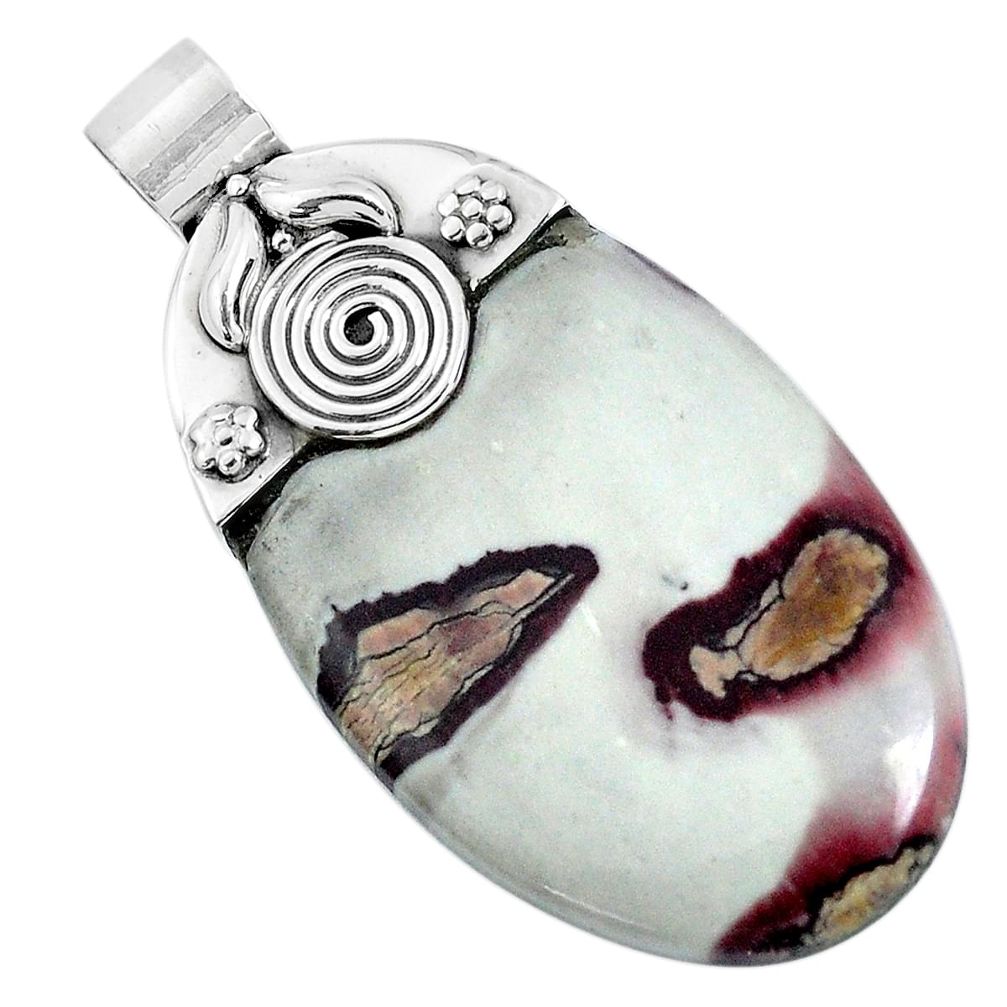 24.56cts natural brown coffee bean jasper 925 sterling silver pendant p34211