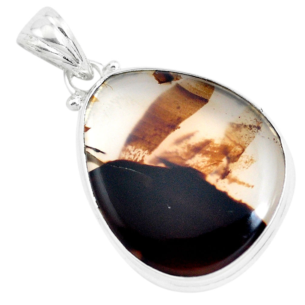 20.51cts natural brown montana agate 925 sterling silver pendant jewelry p40769