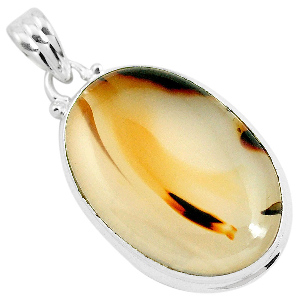 18.68cts natural brown montana agate 925 sterling silver pendant jewelry p40780