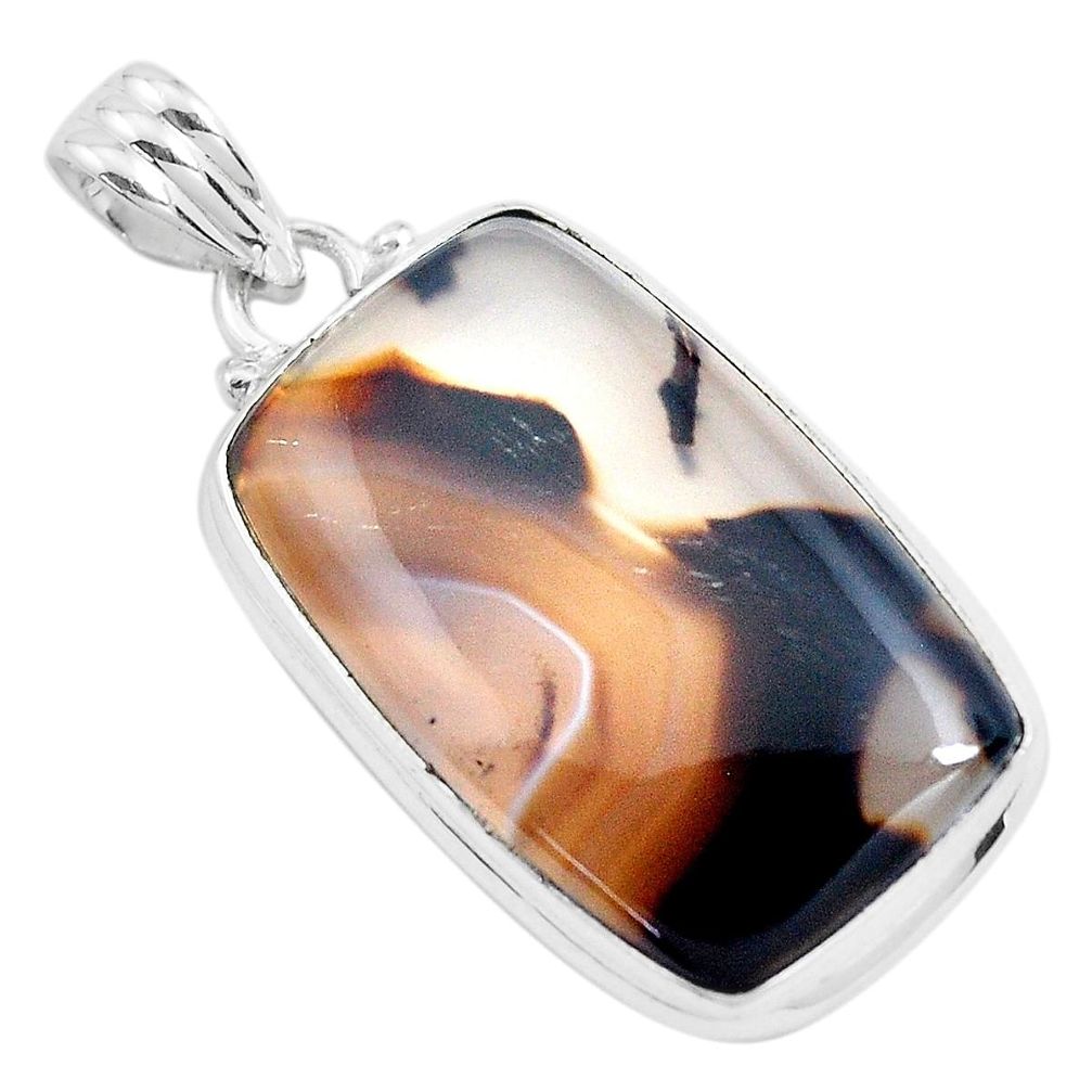 18.70cts natural brown montana agate 925 sterling silver pendant jewelry p40800