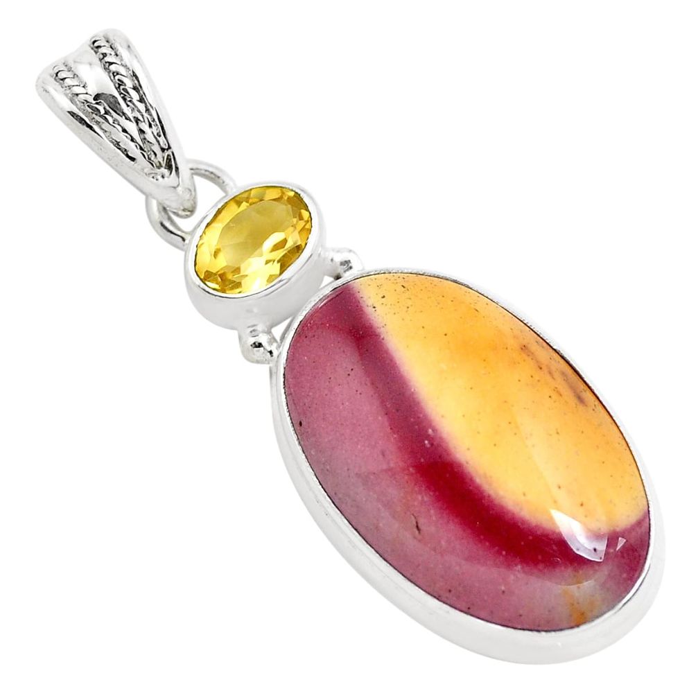 22.05cts natural brown mookaite citrine 925 sterling silver pendant p40546