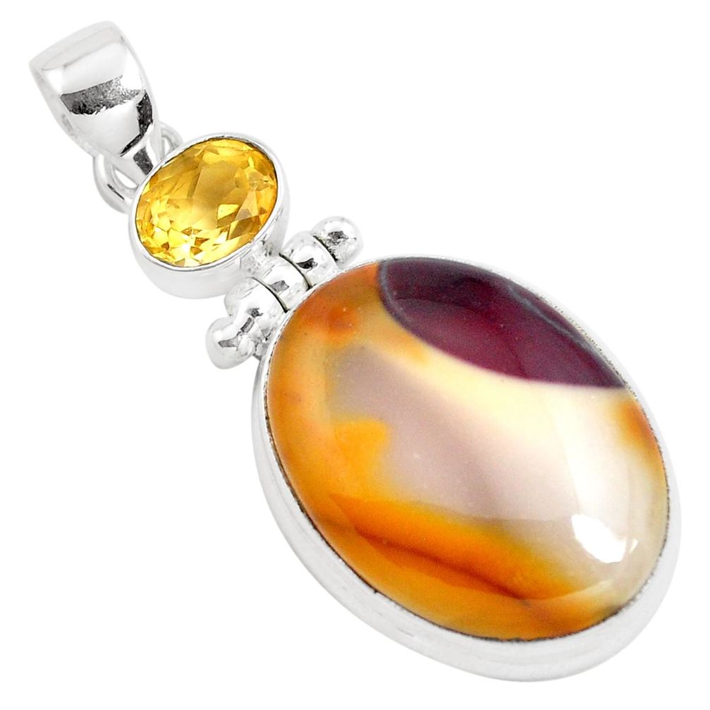 20.96cts natural brown mookaite citrine 925 sterling silver pendant p40552