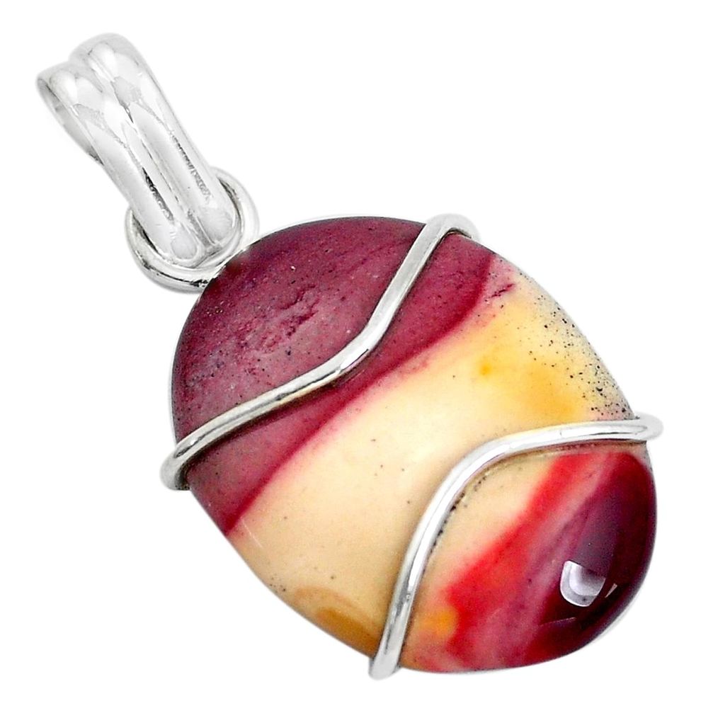 15.93cts natural brown mookaite oval 925 sterling silver pendant jewelry d31182