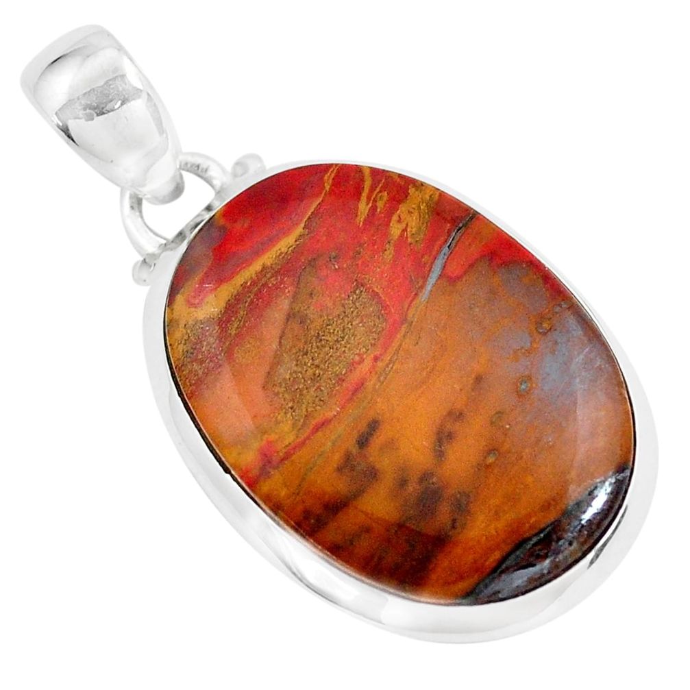 16.28cts natural brown moroccan seam agate 925 sterling silver pendant p41172