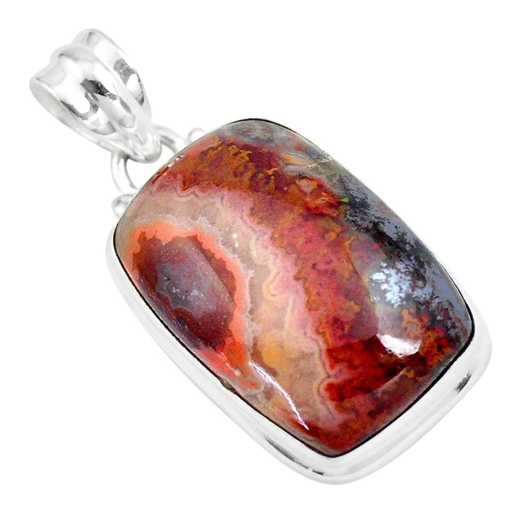 21.48cts natural brown moroccan seam agate 925 sterling silver pendant p41177