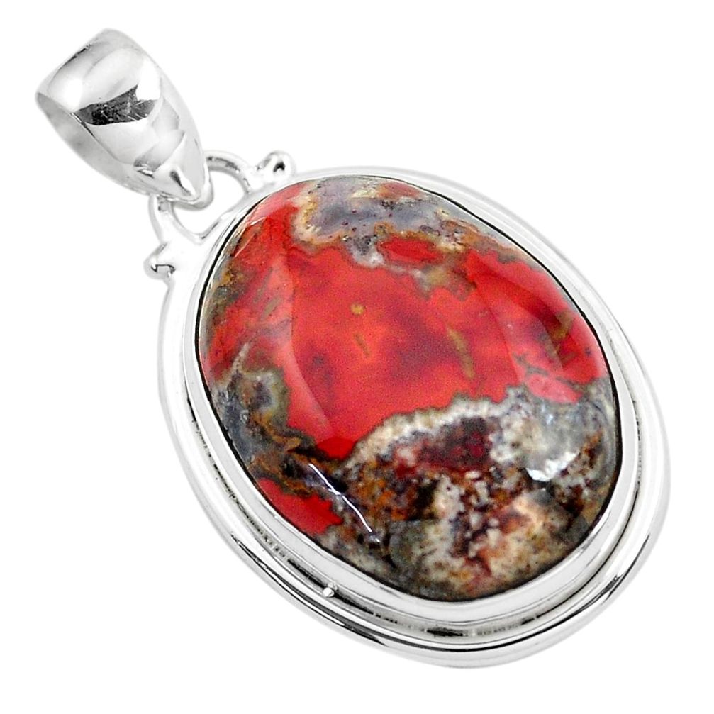 18.15cts natural brown moroccan seam agate 925 sterling silver pendant p41199