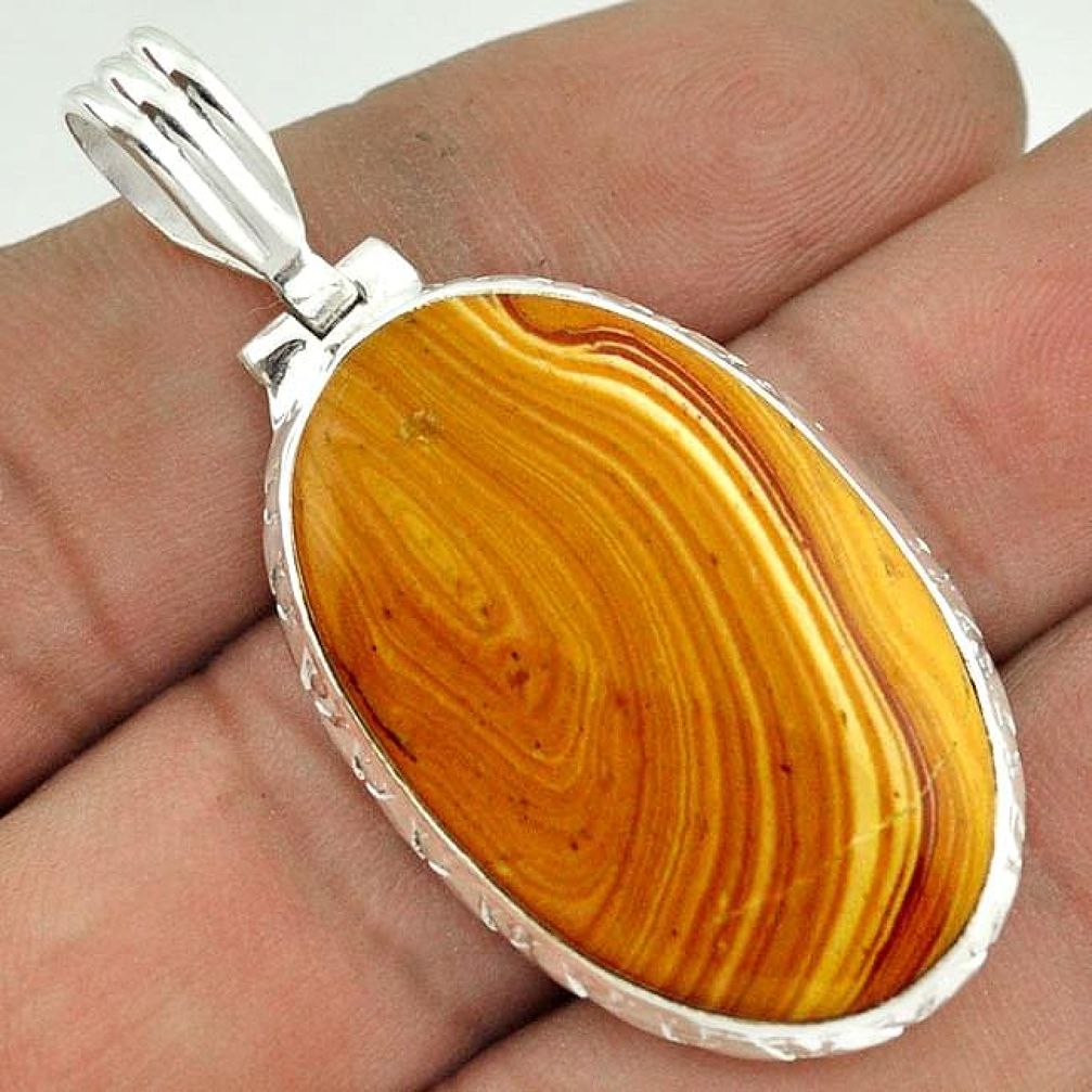 23.07cts NATURAL BROWN OWYHEE BRUNEAU JASPER 925 STERLING SILVER PENDANT F68582