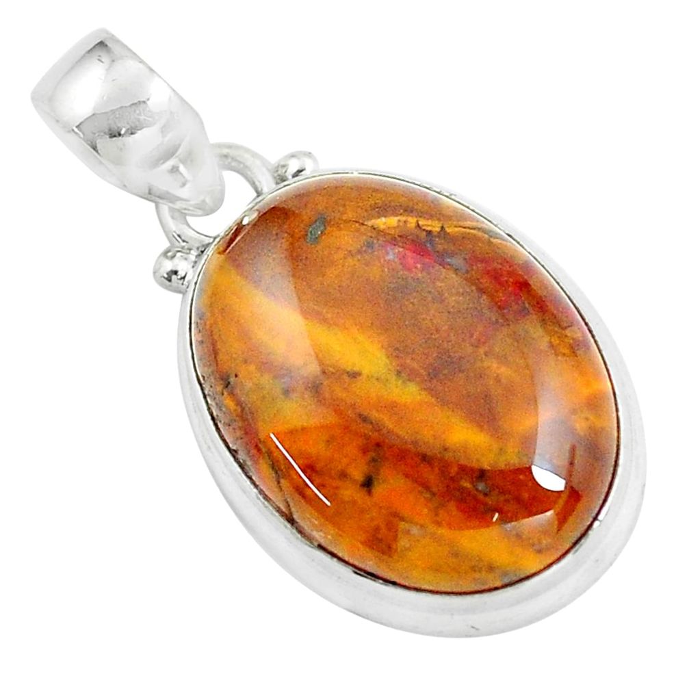 14.45cts natural brown pietersite (african) 925 sterling silver pendant d31762