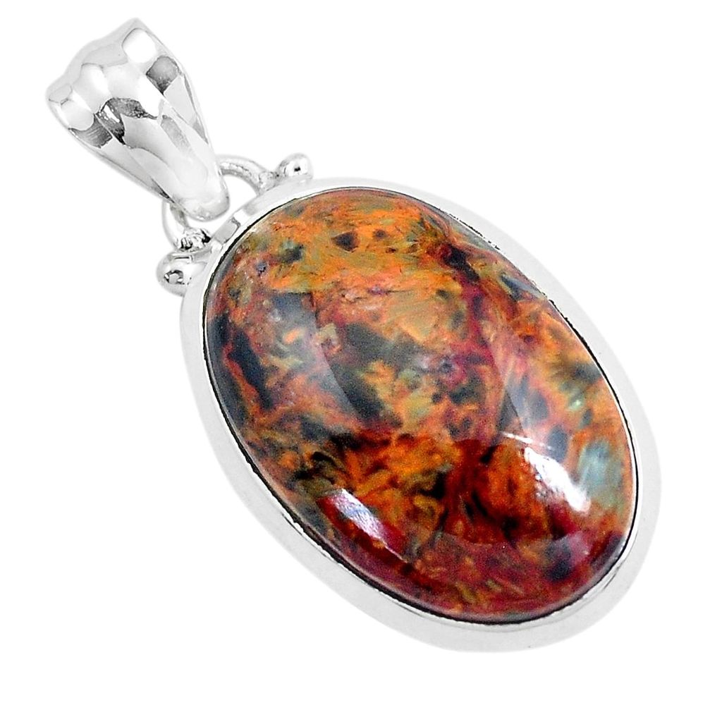 13.70cts natural brown pietersite (african) 925 sterling silver pendant p40818