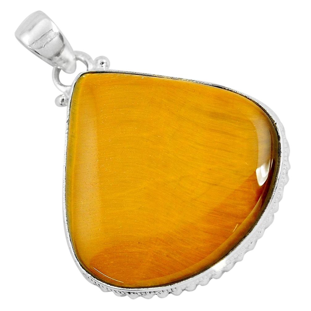 32.73cts natural brown tiger's eye 925 sterling silver pendant jewelry d31066