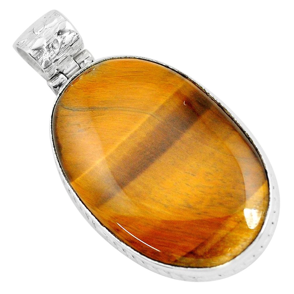 40.52cts natural brown tiger's eye 925 sterling silver pendant jewelry d31071