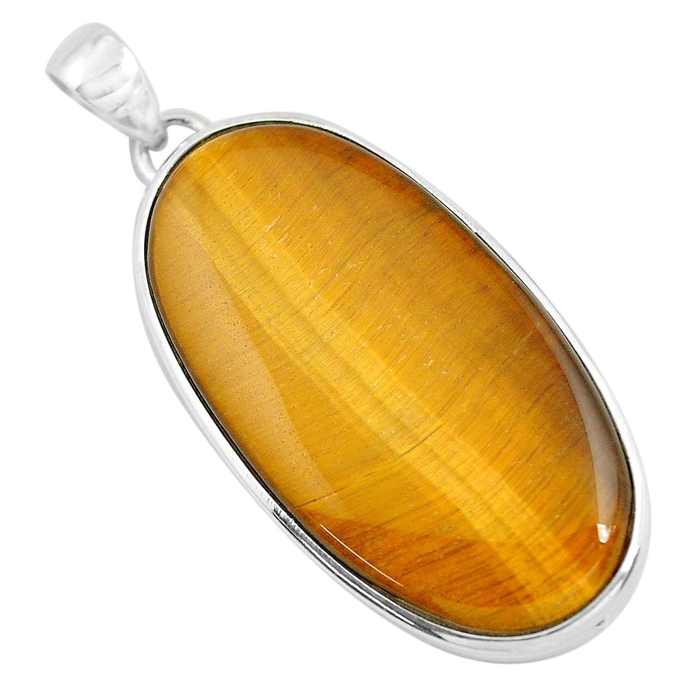 41.64cts natural brown tiger's eye 925 sterling silver pendant jewelry d31078