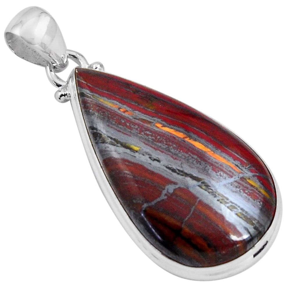 26.52cts natural brown tiger's hawks eye 925 sterling silver pendant p89260