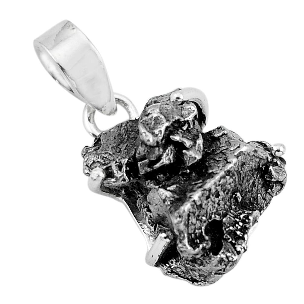 22.09cts natural campo del cielo (meteorite) 925 sterling silver pendant p68989